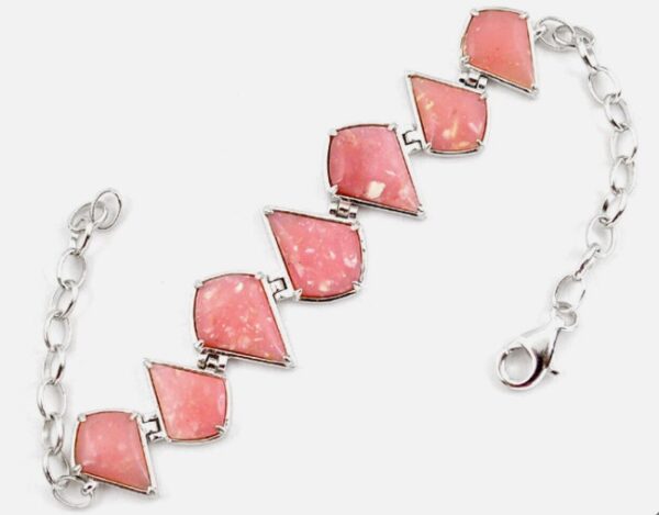 Andesopaal Roze zilveren  armband