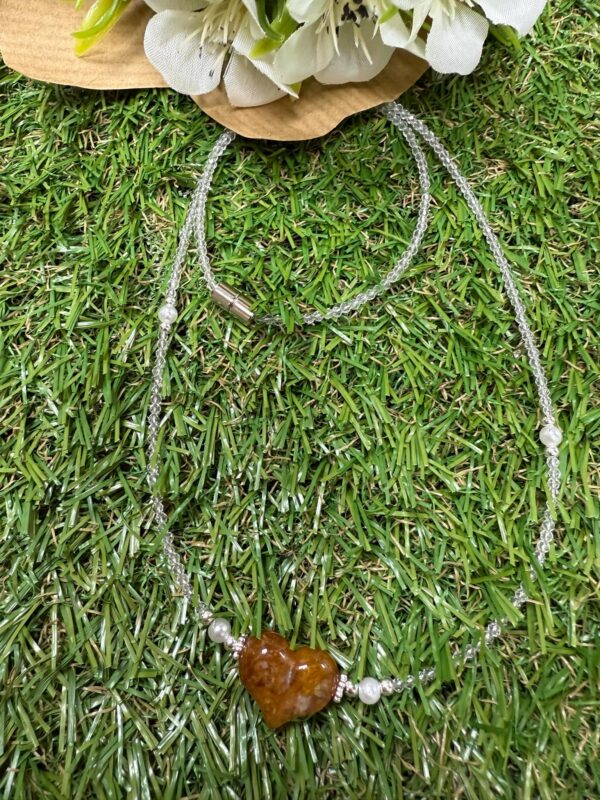 Golden Healer met Bergristal facet ketting met hart