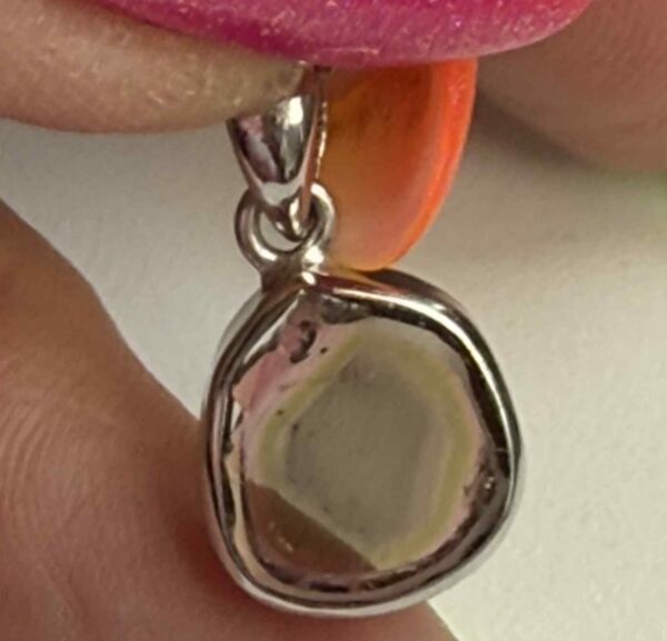 Watermeloen Toermalijn zilveren Hanger incl ketting